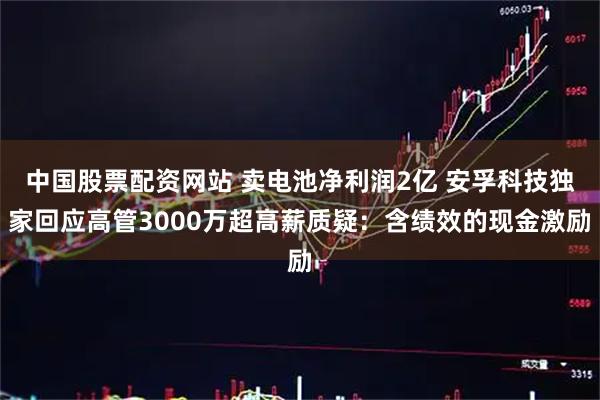中国股票配资网站 卖电池净利润2亿 安孚科技独家回应高管3000万超高薪质疑：含绩效的现金激励